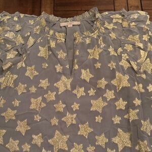 LOFT Gold Starry Gray Blouse